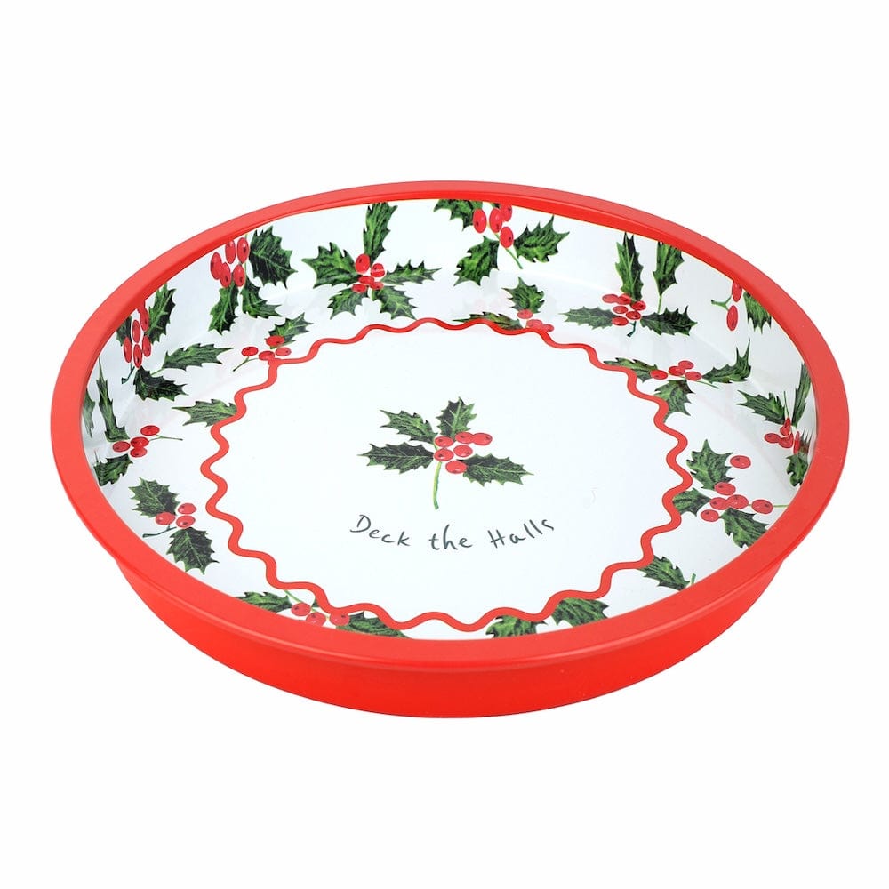 Holly Round Christmas Tin Tray Talking Tables &Keep