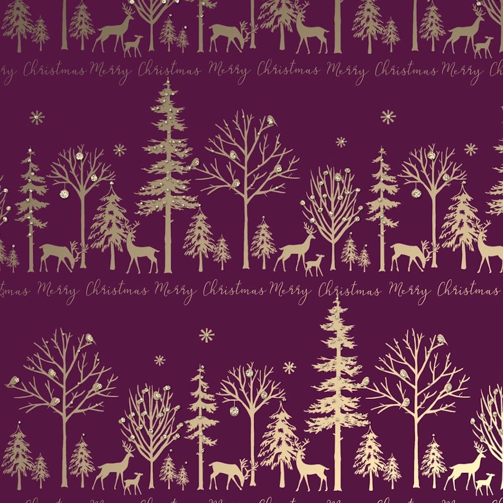 Berry Golden Winter Scene Luxe Bioglitter FSC Wrapping Paper Sheet &Keep