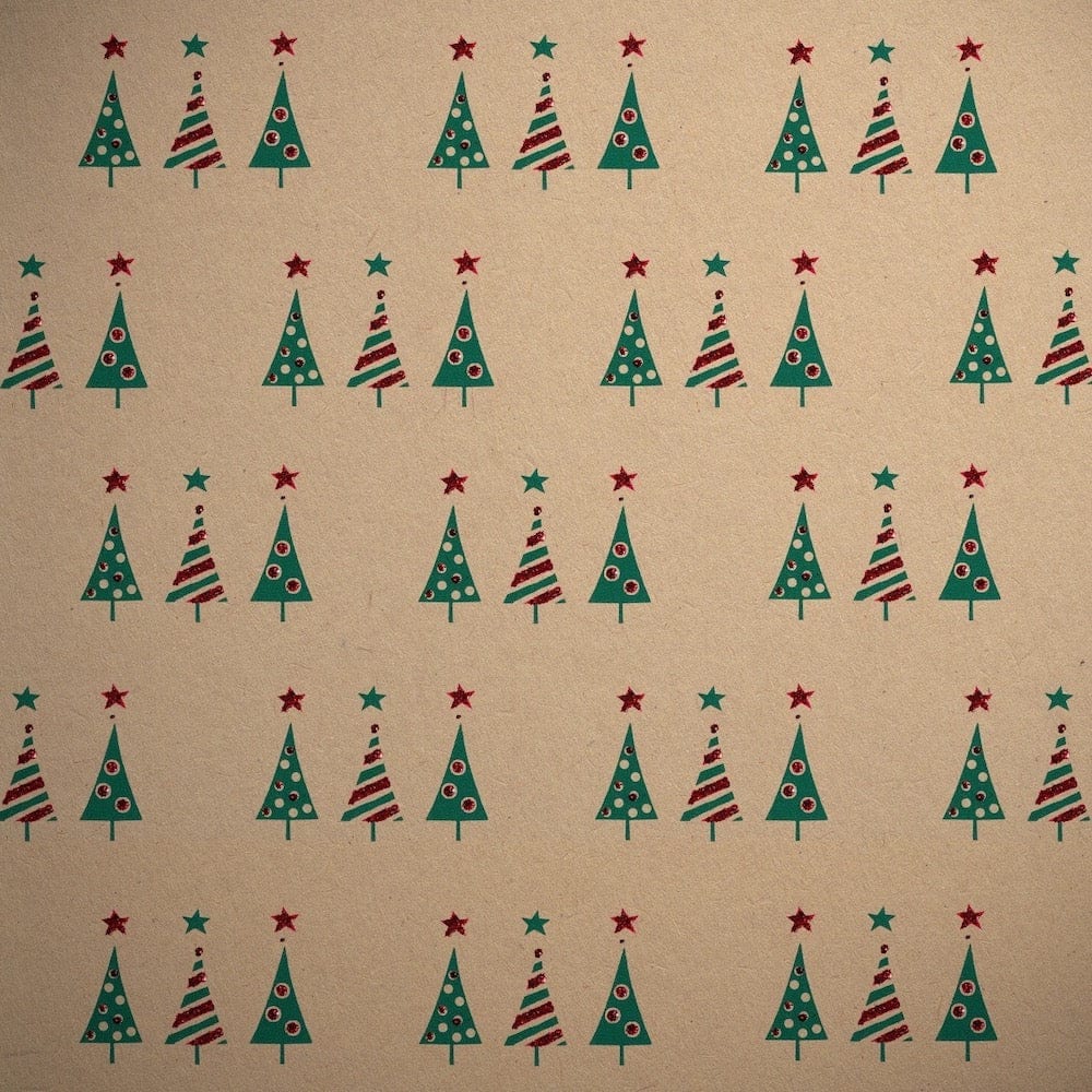 Christmas Trees Bioglitter FSC Wrapping Paper Sheet &Keep