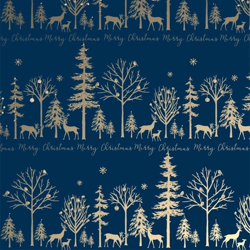 Golden Winter Scene Bioglitter FSC Wrapping Paper Sheet &Keep