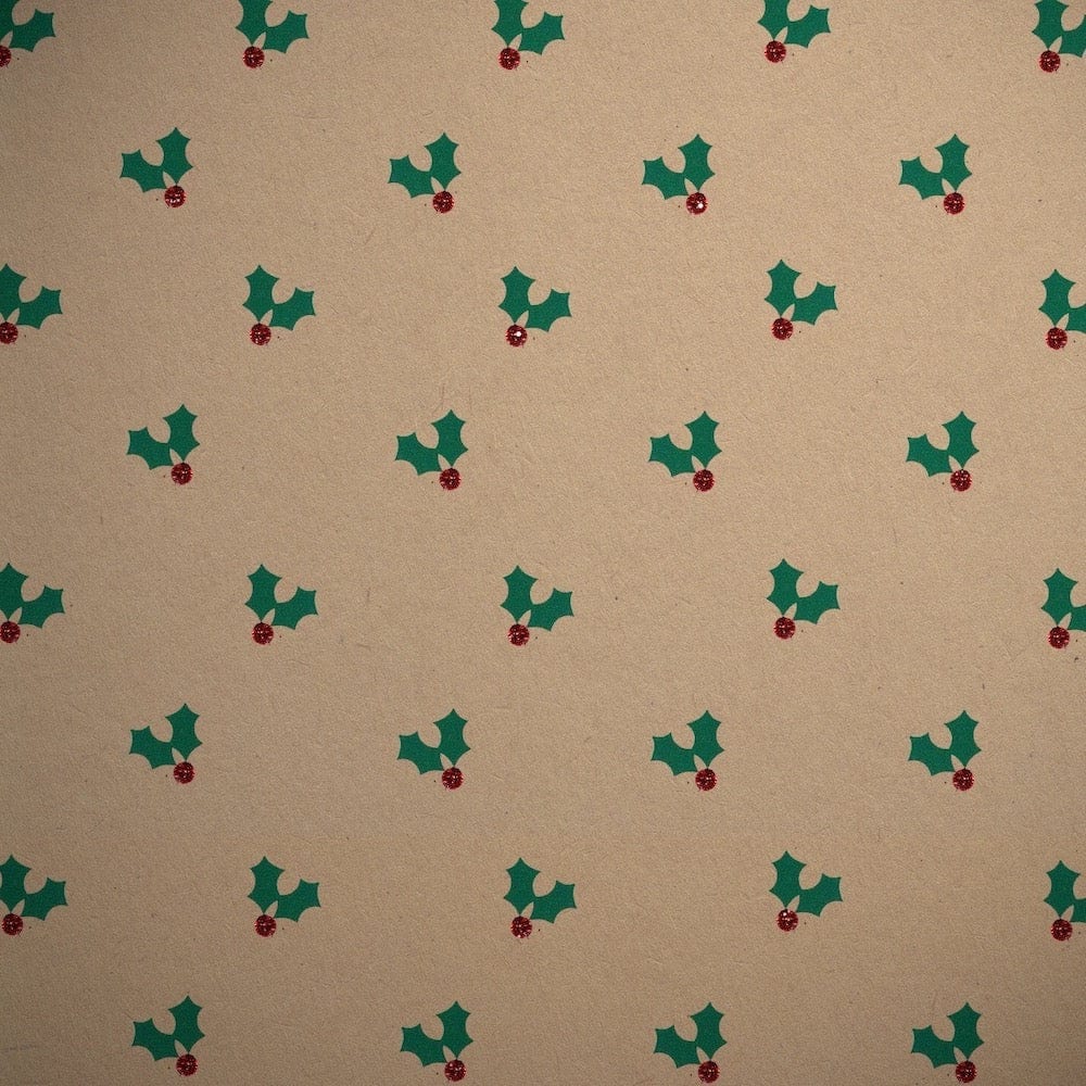 Holly Bioglitter FSC Wrapping Paper Sheet &Keep