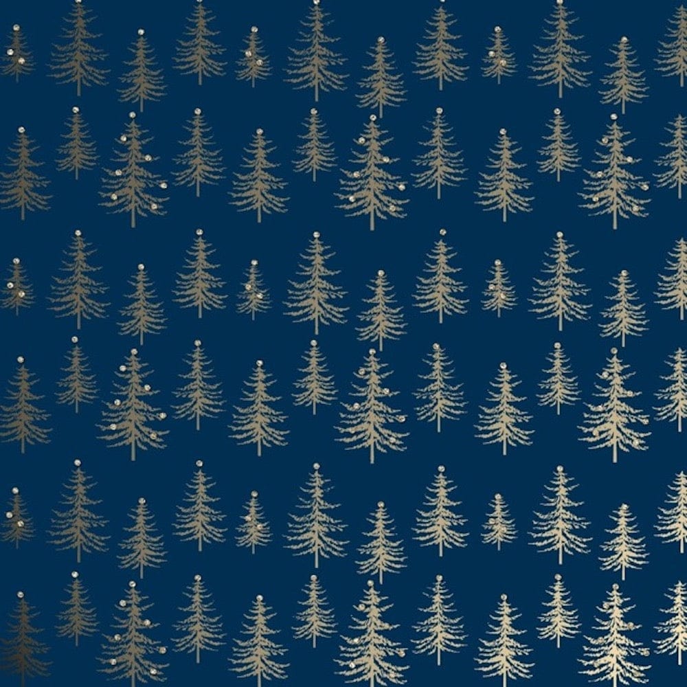 Navy & Gold Trees Bioglitter FSC Wrapping Paper Sheet &Keep