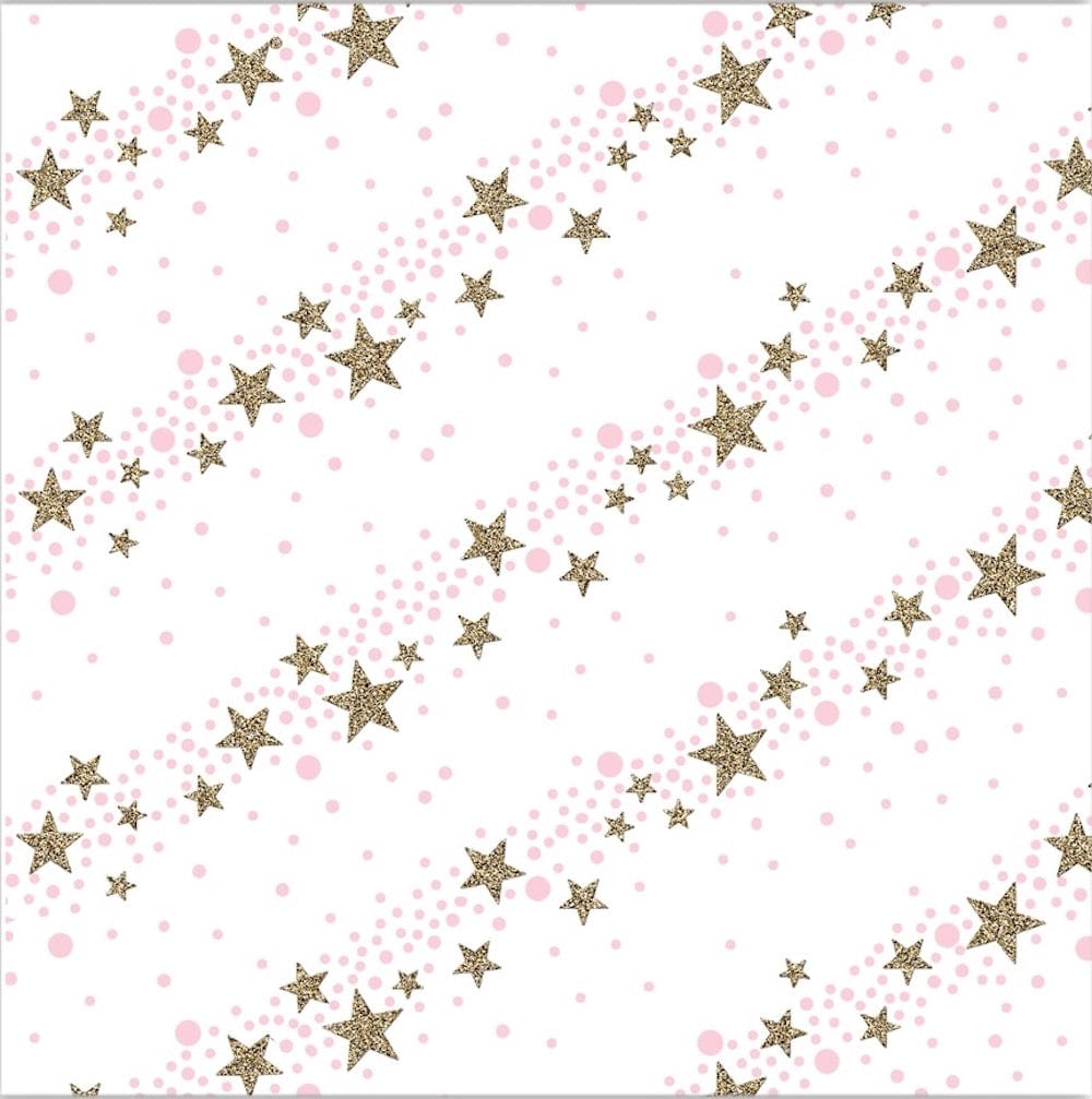 Pink Stars Bioglitter FSC Wrapping Paper Sheet &Keep