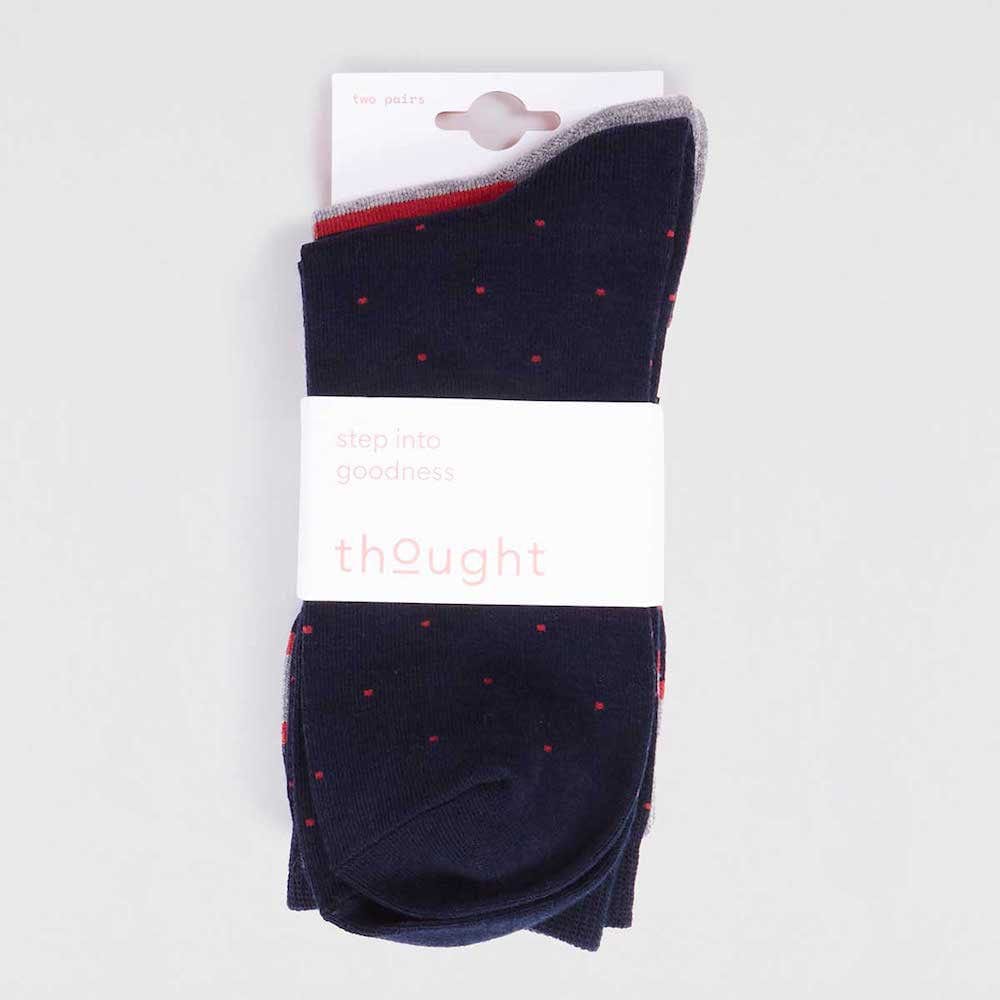 2-Pack of Men's Bamboo Socks by Thought - Spots and Stripes &Keep