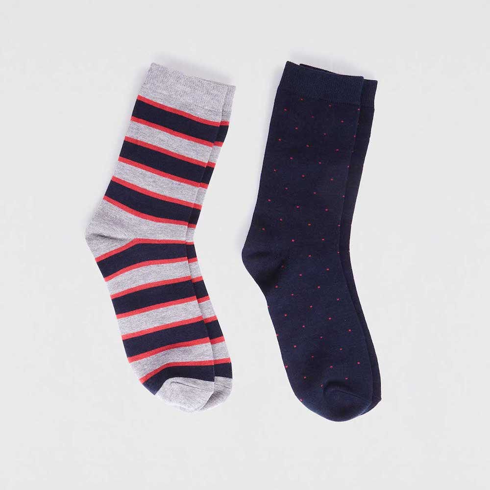 2-Pack of Men's Bamboo Socks by Thought - Spots and Stripes &Keep