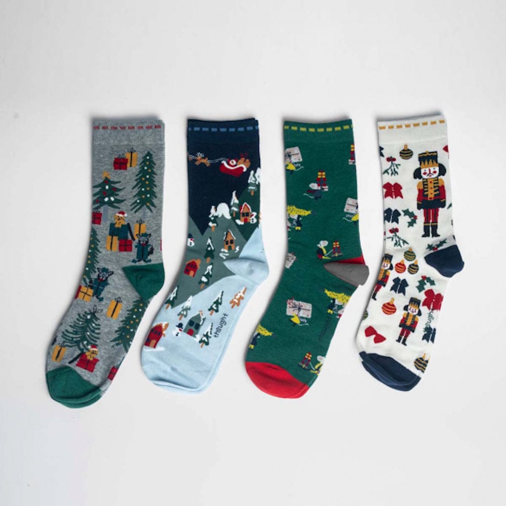 Gift Box of 4 Women's Organic Cotton Christmas Socks by Thought &Keep