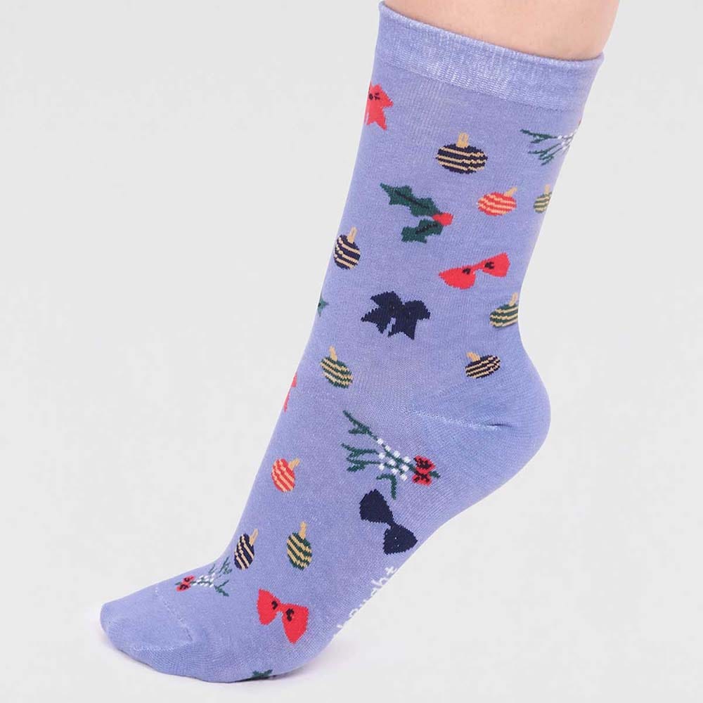 Gift Box of 4 Women's Organic Cotton Christmas Socks by Thought - 'Carole' &Keep