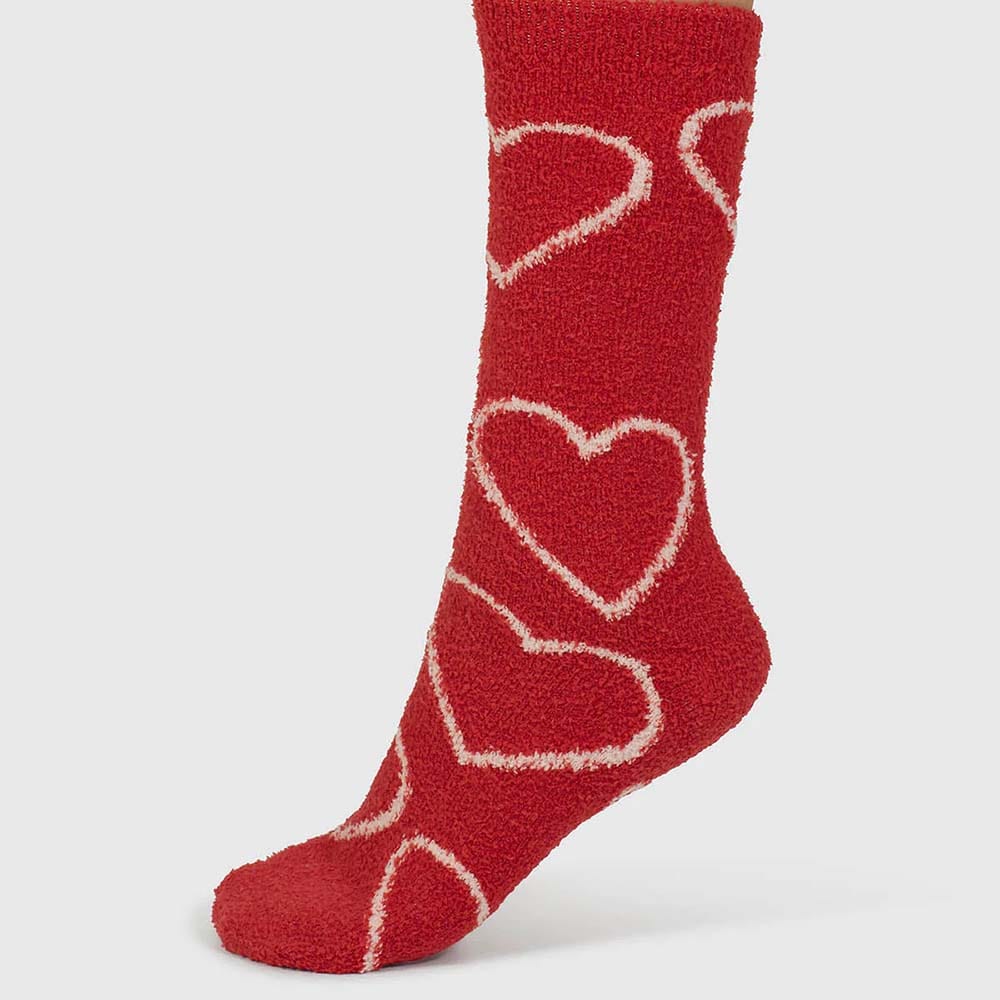 Fluffy Bed Socks by Thought Poppy Red Heart &Keep
