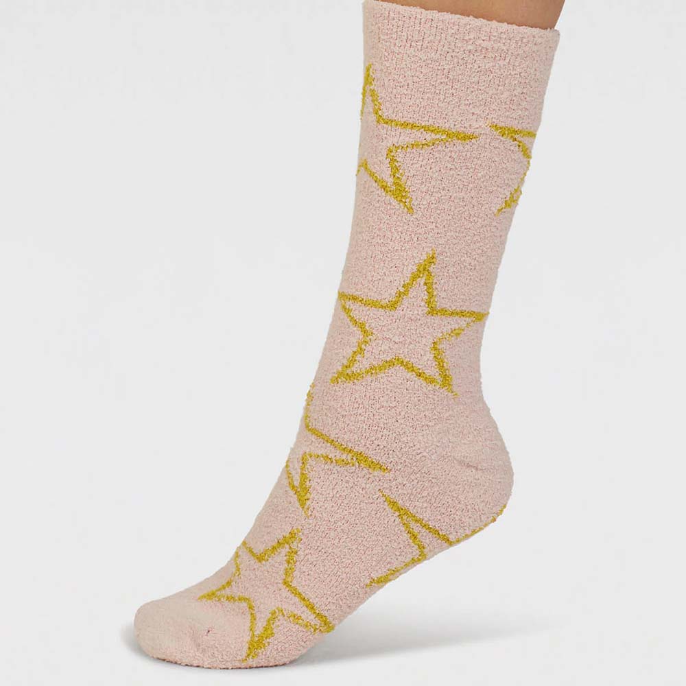 Fluffy Bed Socks by Thought Faded Rose Pink Star &Keep