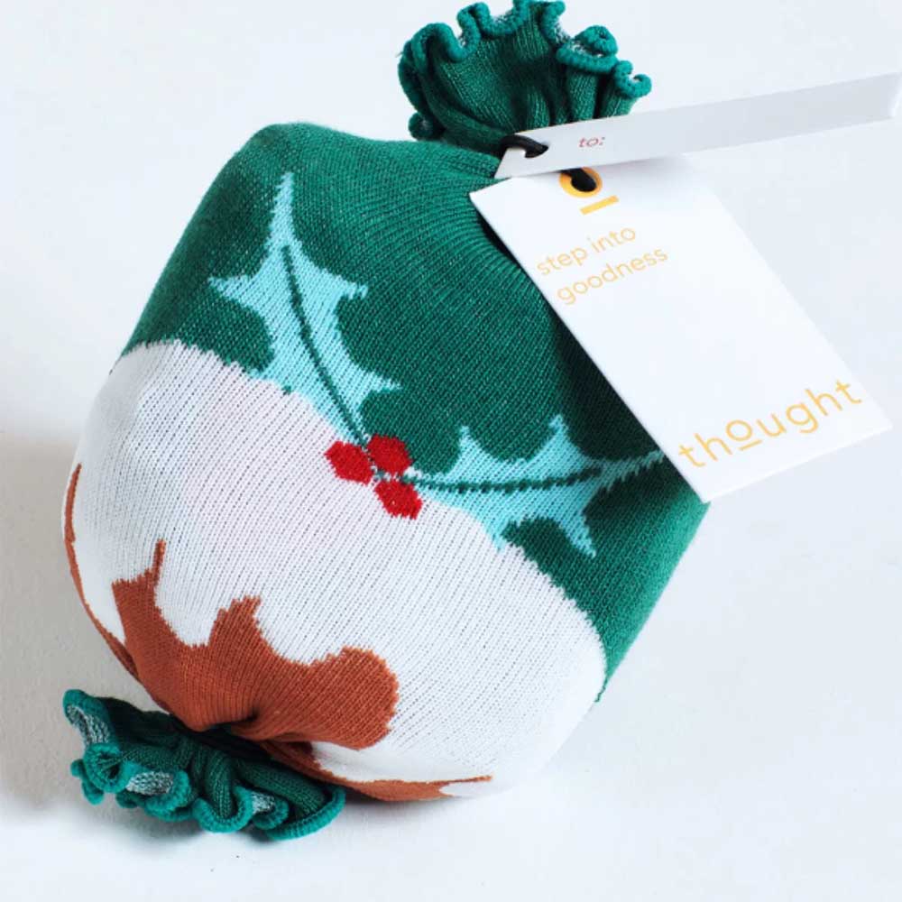 Two Pairs of Men's Bamboo Socks in a Bag by Thought - Christmas Pudding &Keep