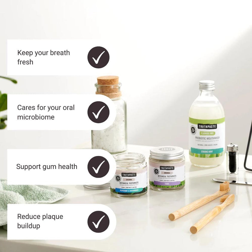 Truthpaste Apllication Method Truthpaste Probiotic Mouthwash with Fluoride Zero Waste Vegan | &Keep