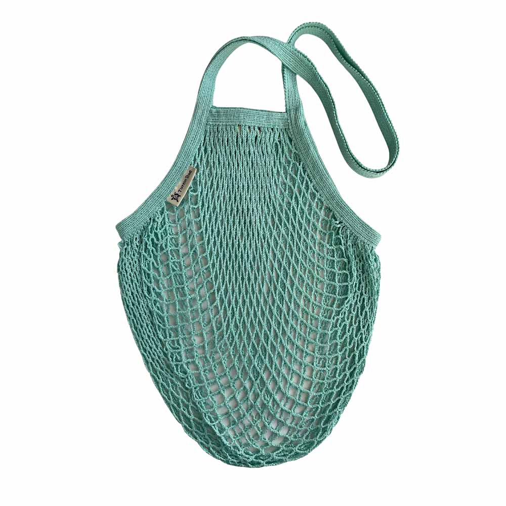 Organic Cotton Long-Handled String Bag by Turtle Bags Duck Egg &Keep
