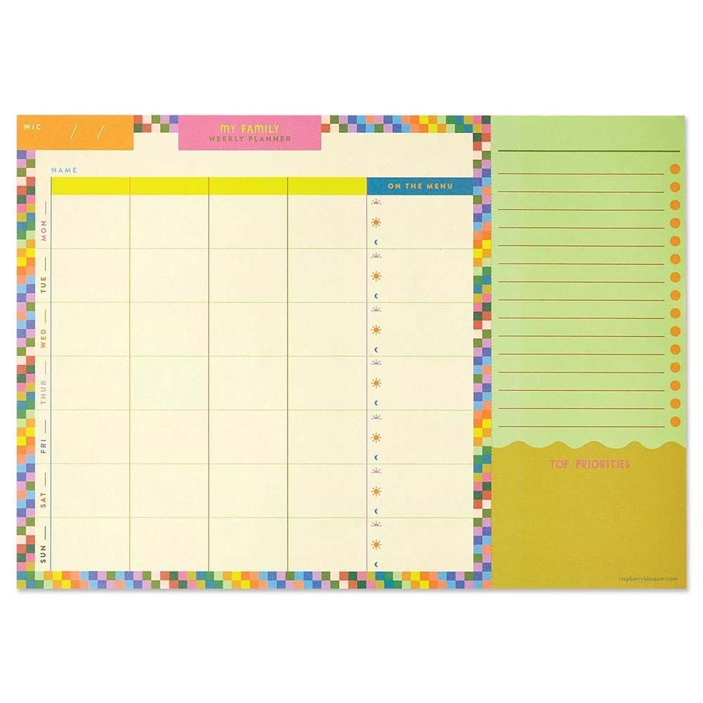 Family Weekly Planner and Tear Off List Raspberry Blossom &Keep