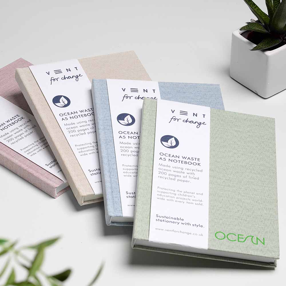 OCEAN Recycled Ocean Plastic Notebook A5 4 Colours Repurposed | &Keep