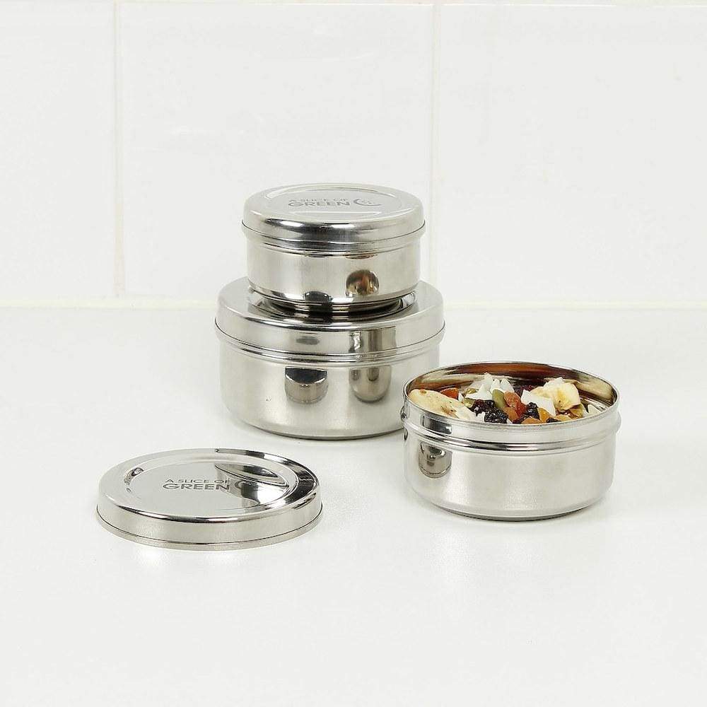 A Slice of Green A Slice of Green Stainless Steel Set of 3 Round Food Containers - Kadapa &Keep