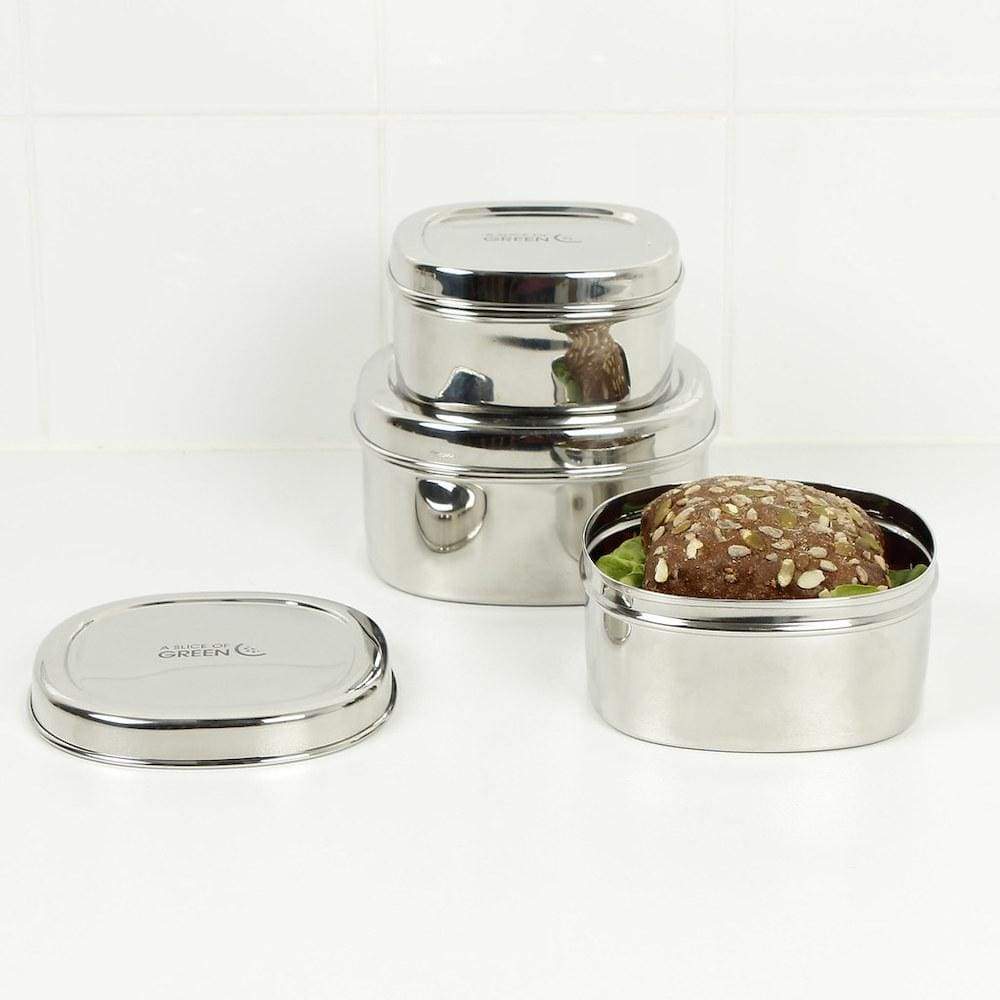A Slice of Green A Slice of Green Stainless Steel Set of 3 Square Food Containers - Bankura &Keep