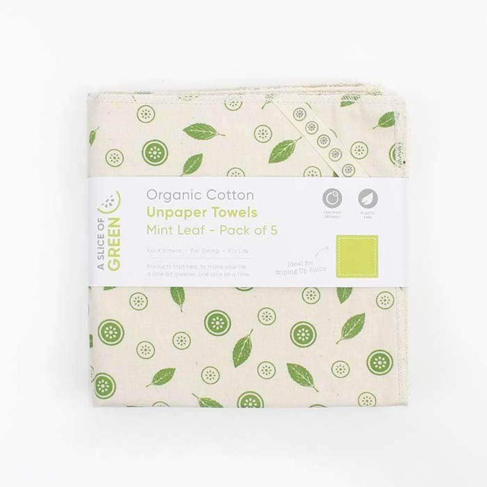 Organic Cotton Unpaper Towels - Mint Leaf - Pack of 5 &Keep