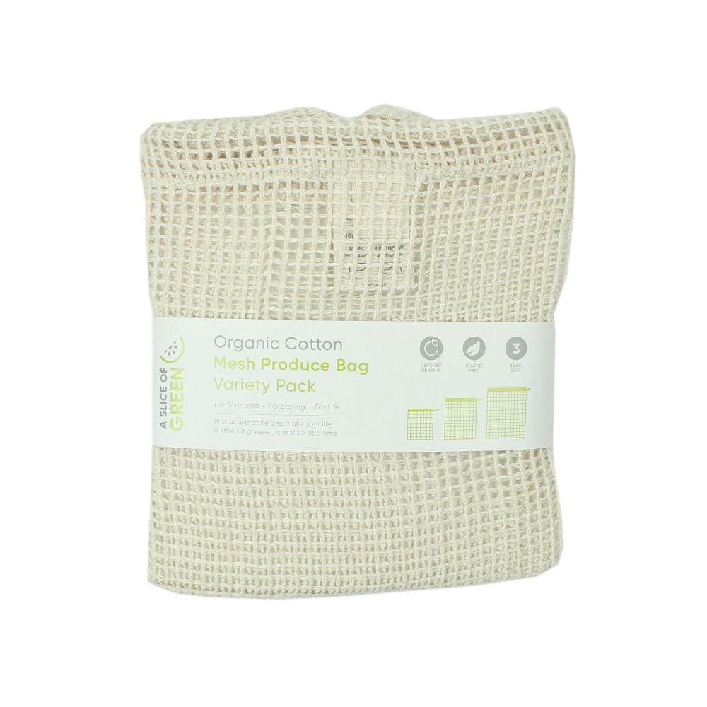 A Slice Of Green Pack Of 3 Organic Cotton Mesh Produce Bags &keep