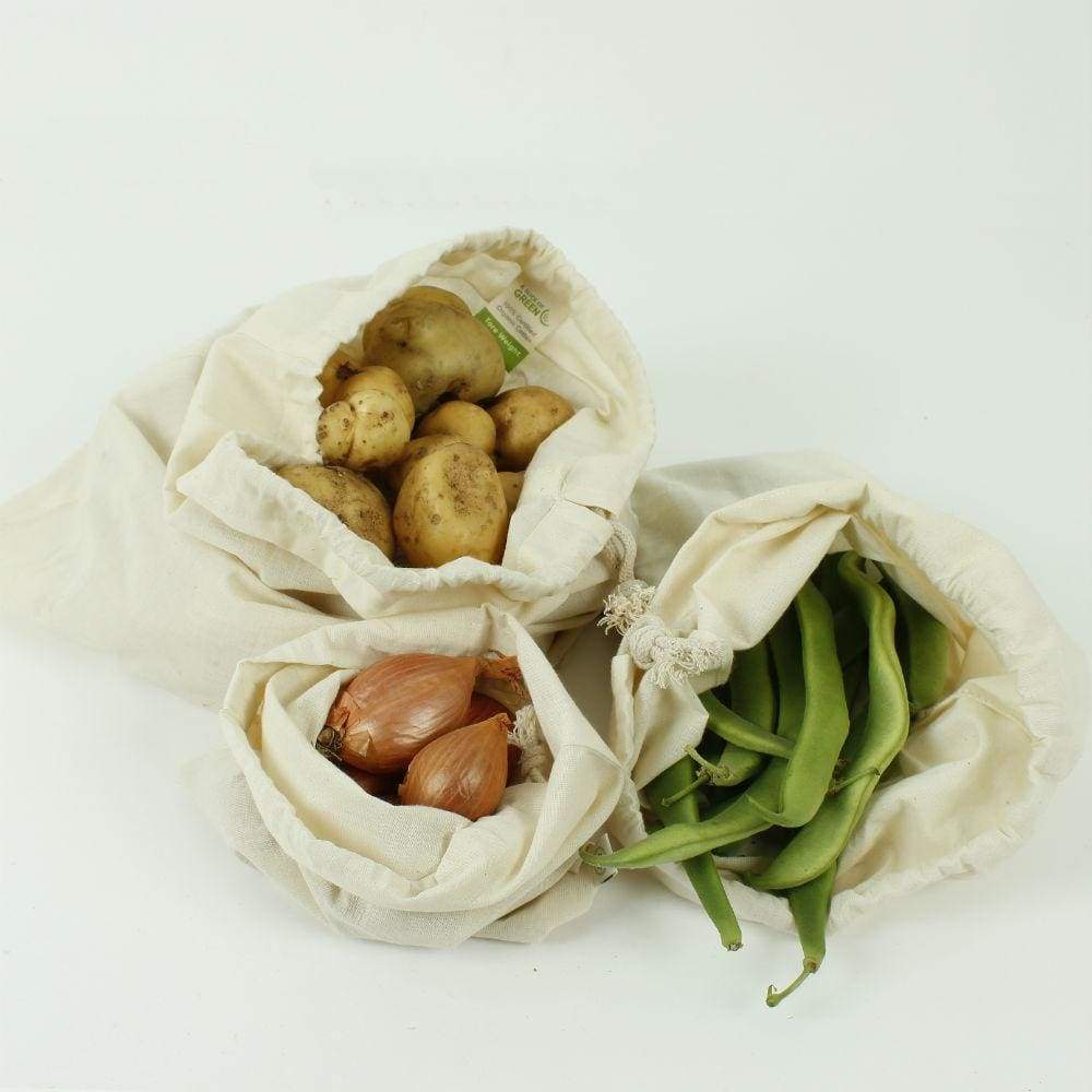 Pack of 3 Recycled Cotton Produce Bags &Keep