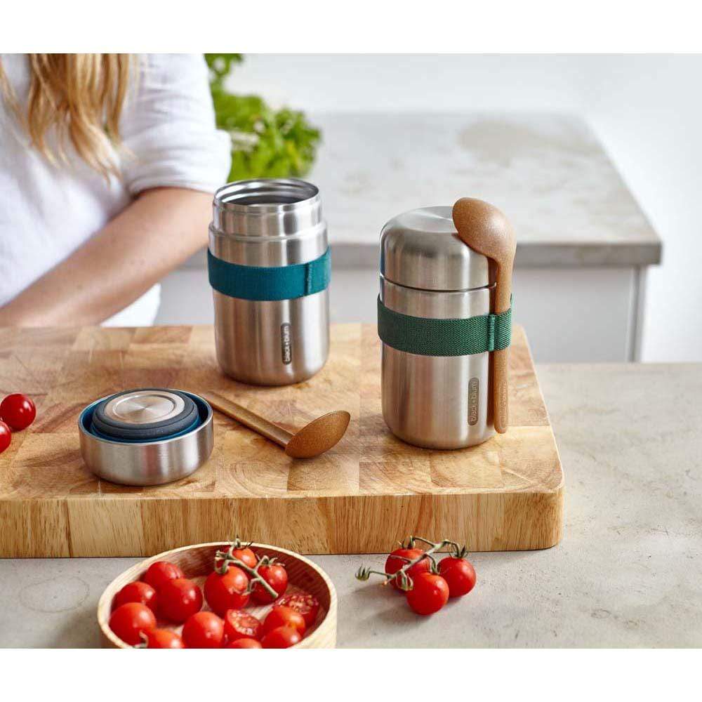 black+blum Insulated Stainless Steel Food Flask with Spoon 400ml - Olive &Keep