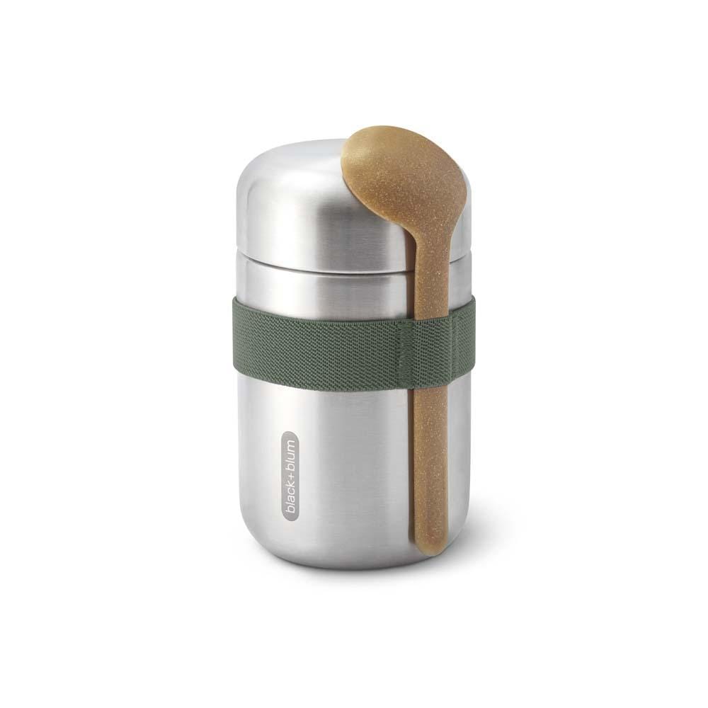 Insulated Stainless Steel Food Flask Spoon Orange
