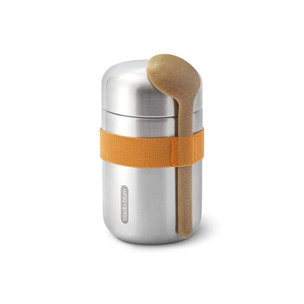 Insulated Stainless Steel Food Flask Spoon Orange