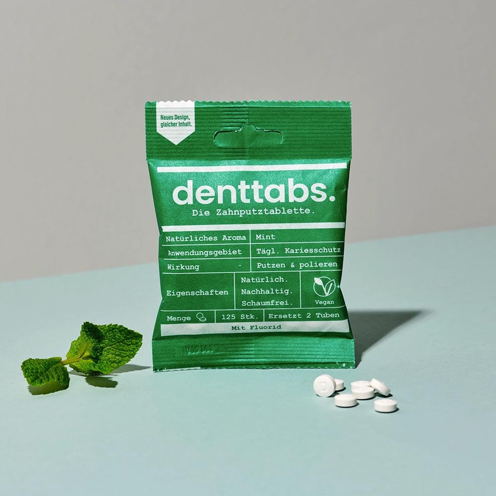 DENTtabs Toothpaste Tablets with Fluoride (125) &Keep