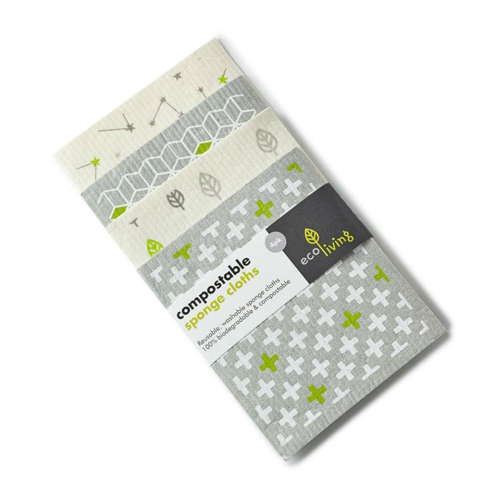 Compostable Sponge Cleaning Cloths 4 pack &Keep