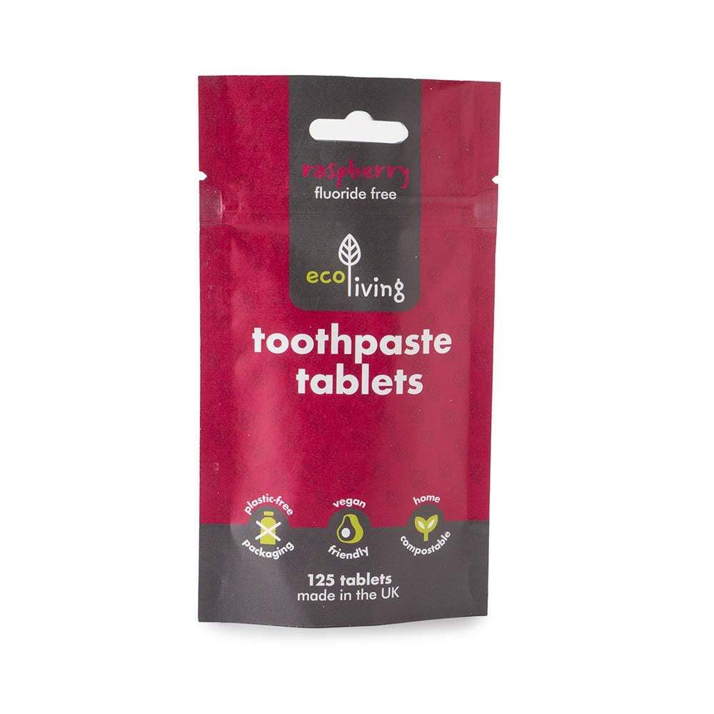 EcoLiving Toothpaste Tablets with Fluoride - Raspberry &Keep