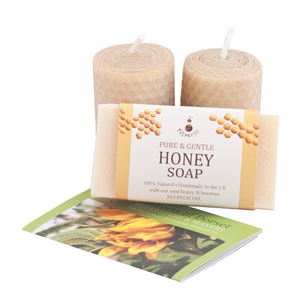 Honey Soap & Beeswax Votive Candles Gift Box by Filberts Bees &Keep