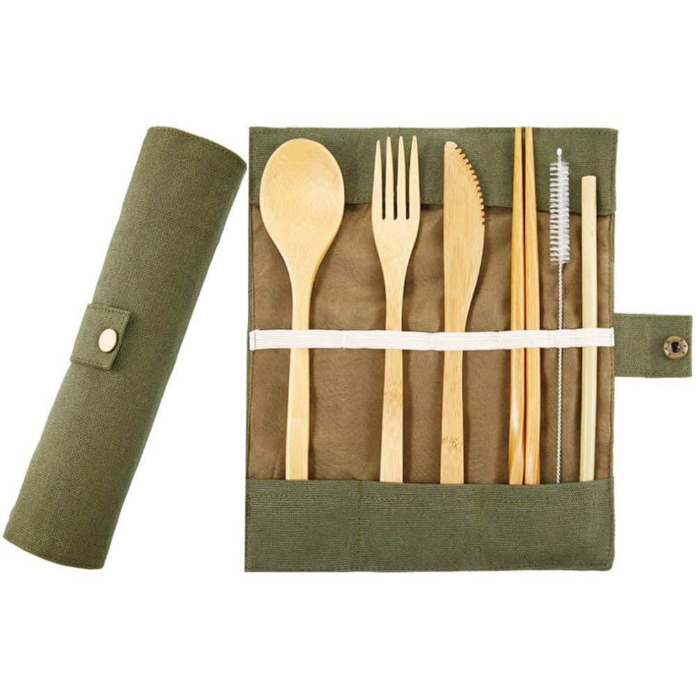 &Keep Bamboo Cutlery Set in Cotton Storage Pouch
