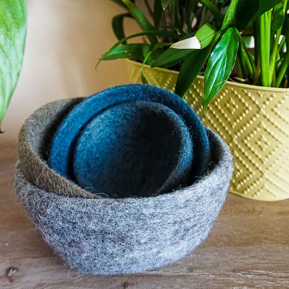 Wool Felt Nesting Bowl Set - Darks &Keep