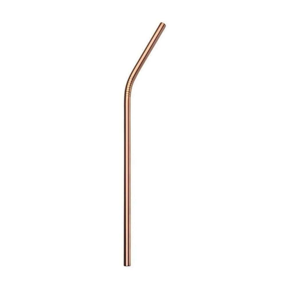 &Keep Single Bent Stainless Steel Straw Rose Gold