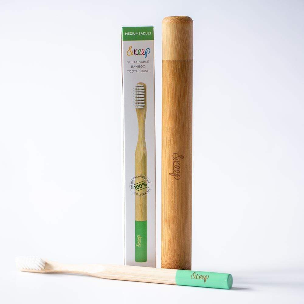 &Keep Bamboo Toothbrush Travel Pack Green
