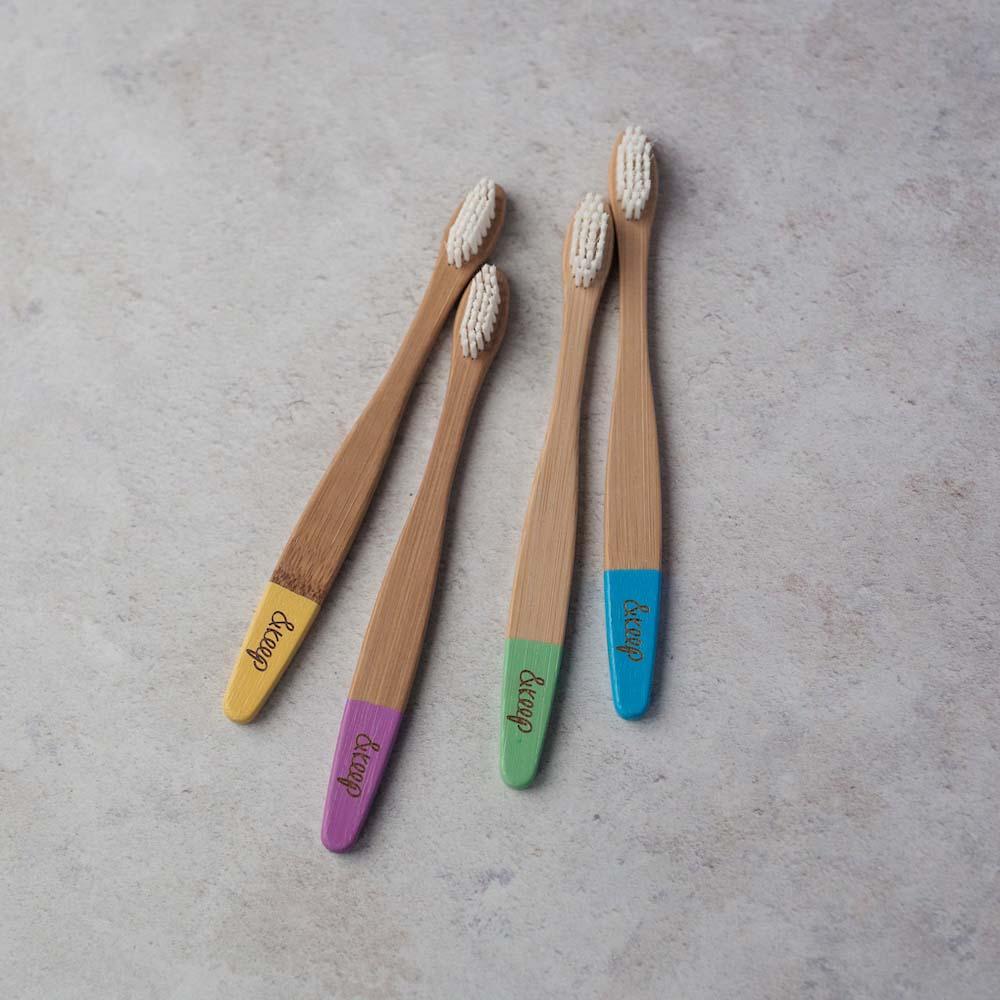 &Keep Children's Bamboo Toothbrushes - Pack of 4 Rainbow &Keep