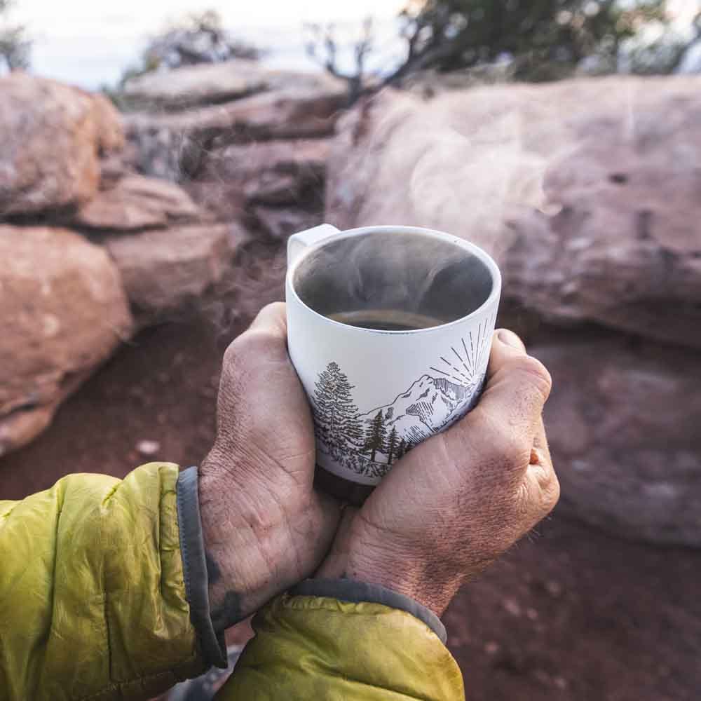 Klean Kanteen 355ml Insulated Camp Mug w/Tumbler Lid Cup Mountain-Porcelain