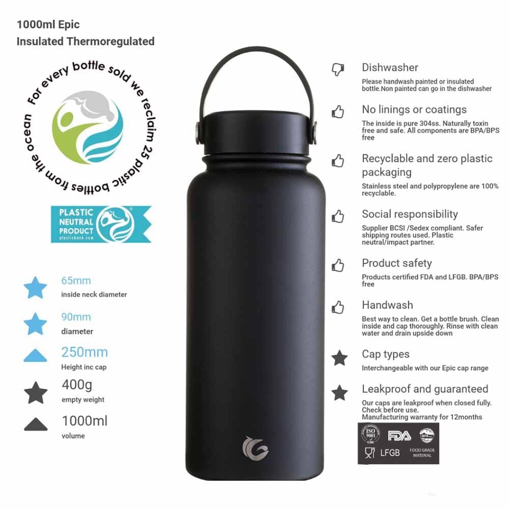 One Green Bottle Epic Insulated Bottle 1 Litre &Keep