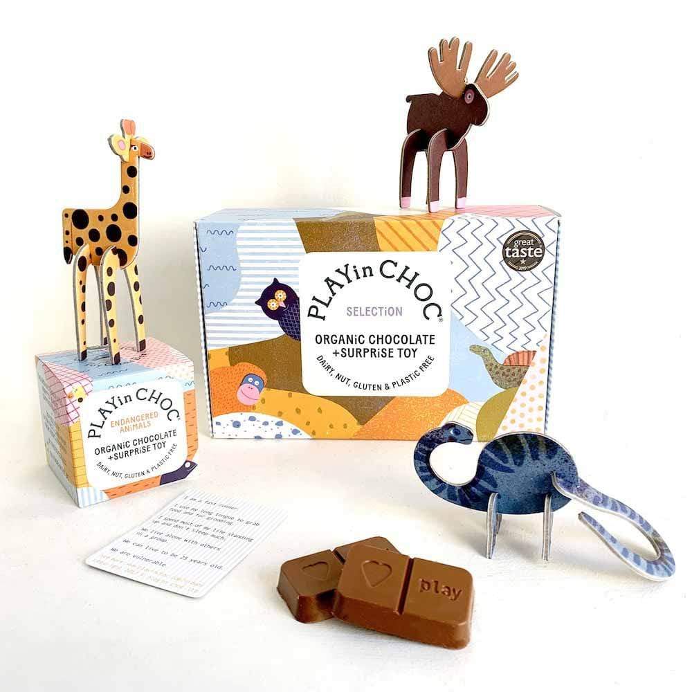 PLAYin Choc Vegan Organic Chocolate & Surprise Toy - 6 Box Selection &Keep