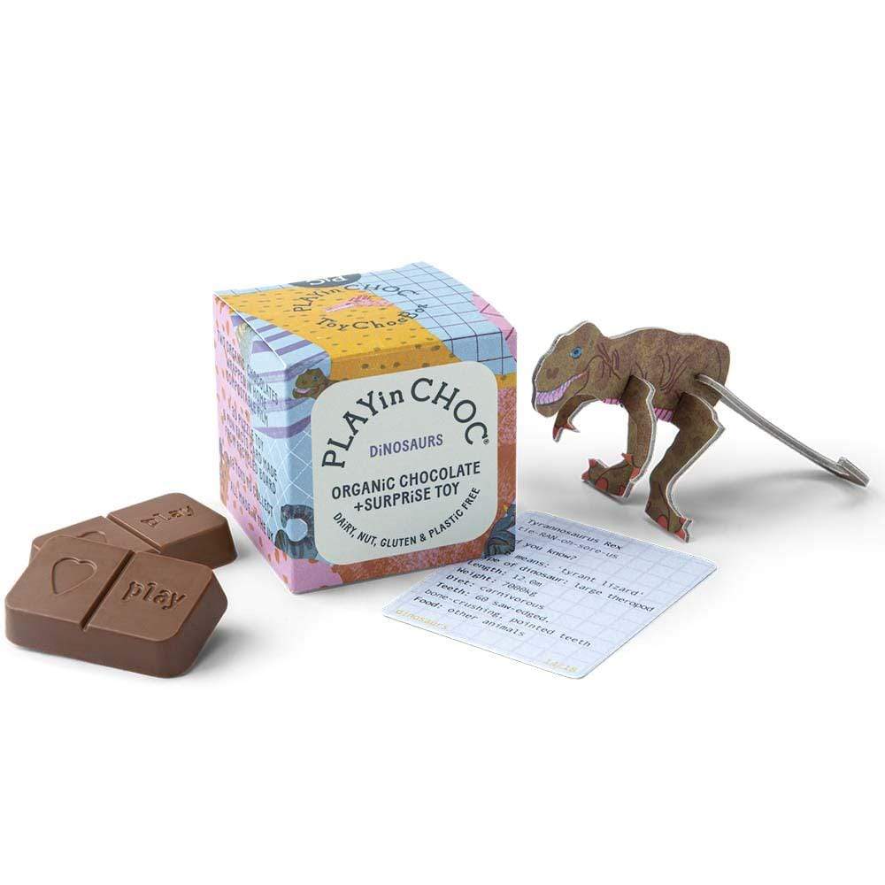 PLAYin Choc Vegan Organic Chocolate & Surprise Toy - Dinosaurs &Keep
