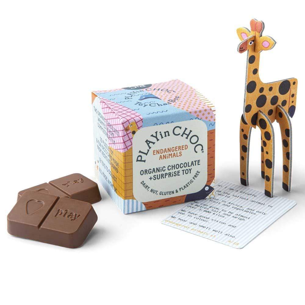 PLAYin Choc Vegan Organic Chocolate & Surprise Toy - Endangered Animals &Keep