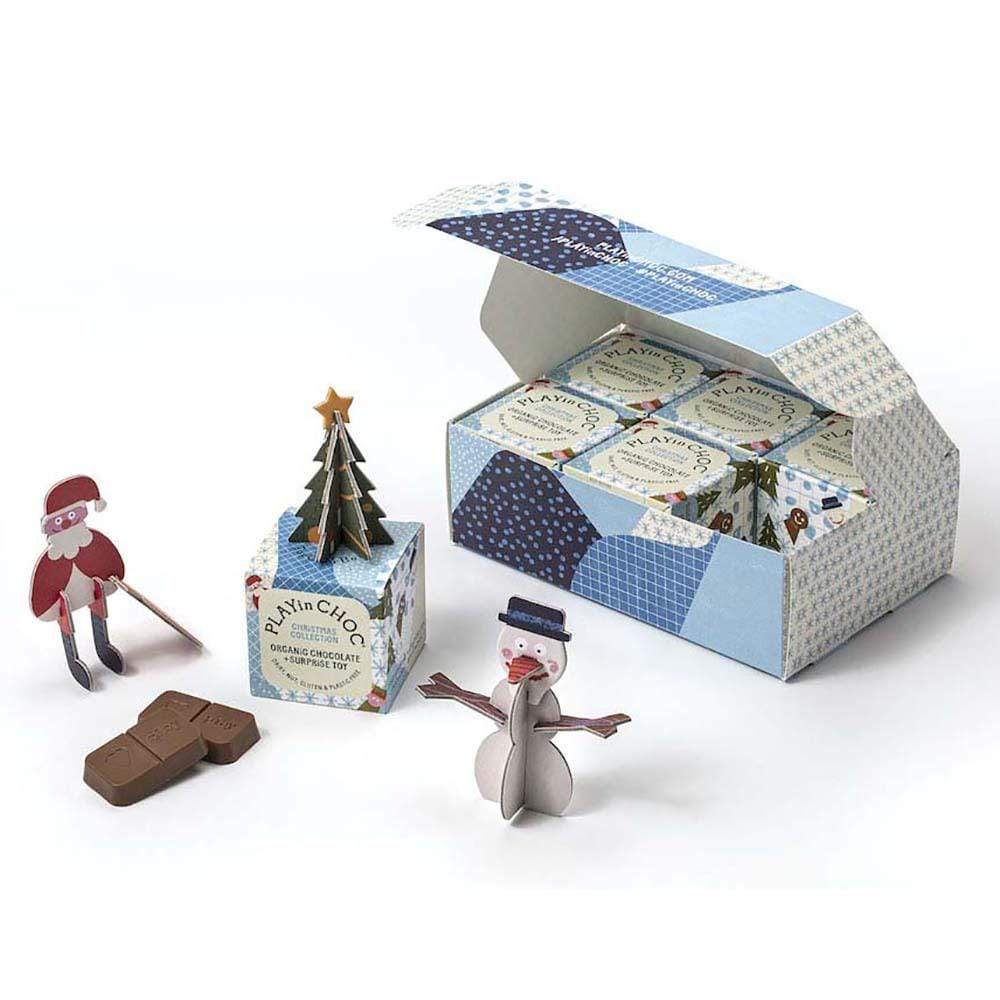PLAYin Choc Vegan Organic Chocolate & Surprise Toy - Gift Set of 6 Christmas &Keep