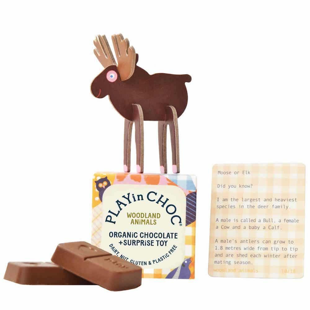 PLAYin Choc Vegan Organic Chocolate & Surprise Toy - Woodland Animals &Keep