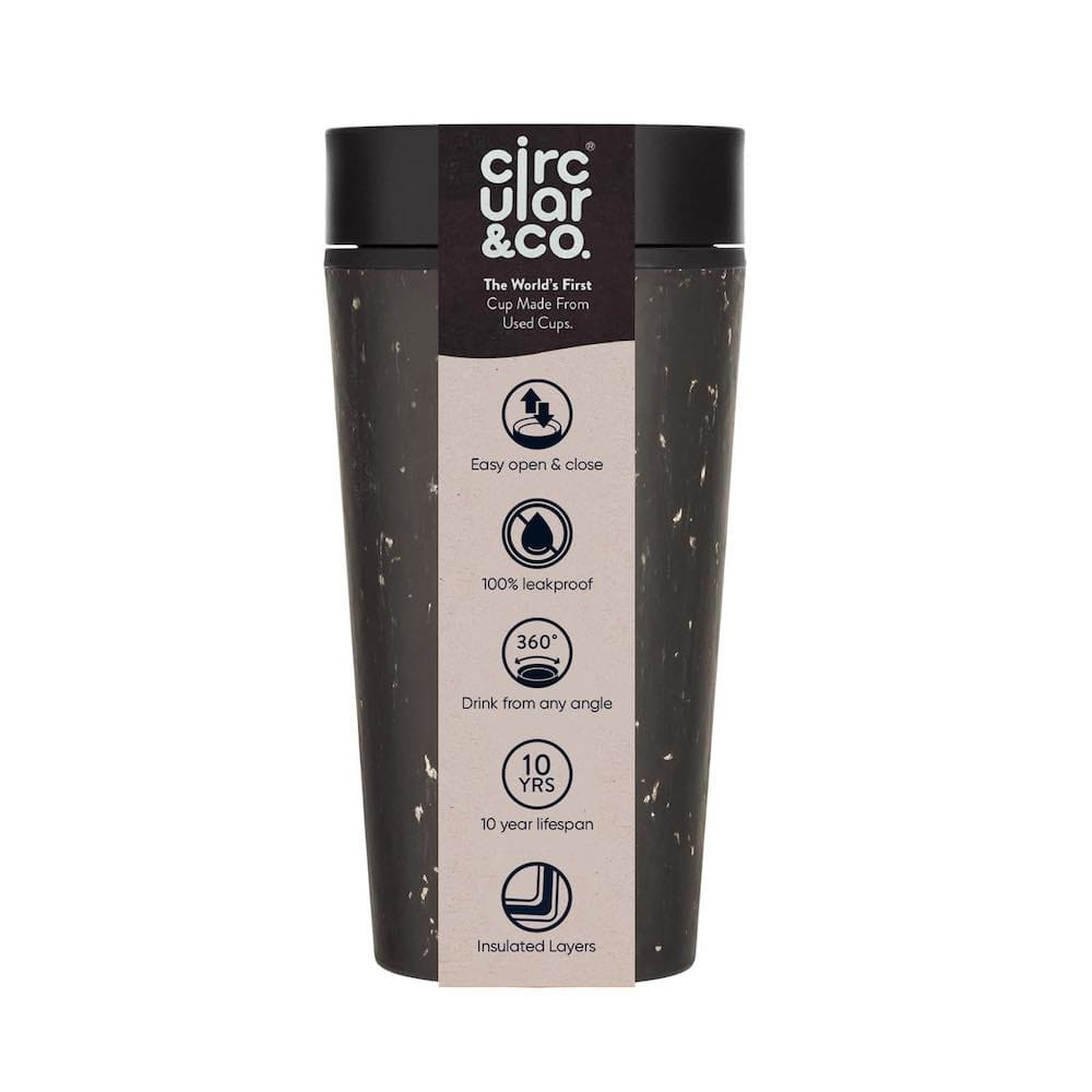 Circular Cup (formerly rCUP) Recycled Coffee Cup 12oz (340ml) Cosmic Black &Keep 
