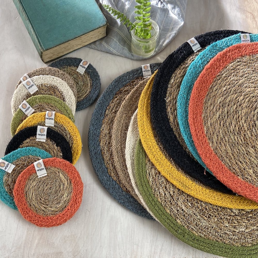 Respiin Round Seagrass & Jute Coasters & Tablemats &Keep
