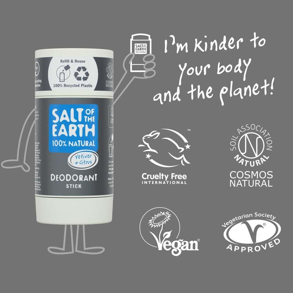 Salt of The Earth Natural Deodorant Stick (Refillable) - Vetiver & Citrus &Keep