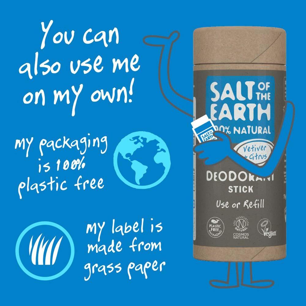 Salt of The Earth Natural Deodorant Stick Tube - Vetiver & Citrus &Keep
