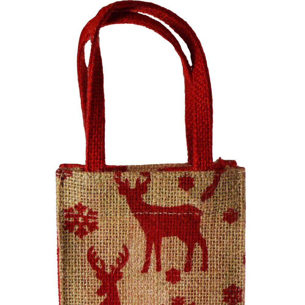 Christmas Jute Bottle Bag by Shared Earth - Reindeer &Keep