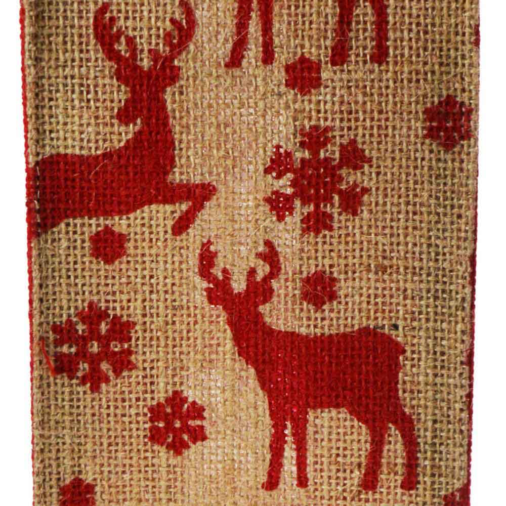 Christmas Jute Bottle Bag by Shared Earth - Reindeer &Keep