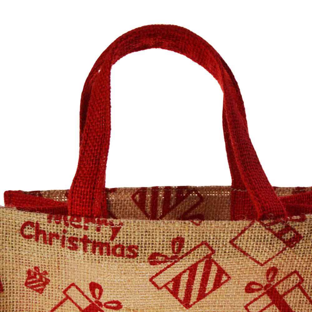 Christmas Jute Gift Bag/Shopping Bag by Shared Earth - Medium Presents &Keep