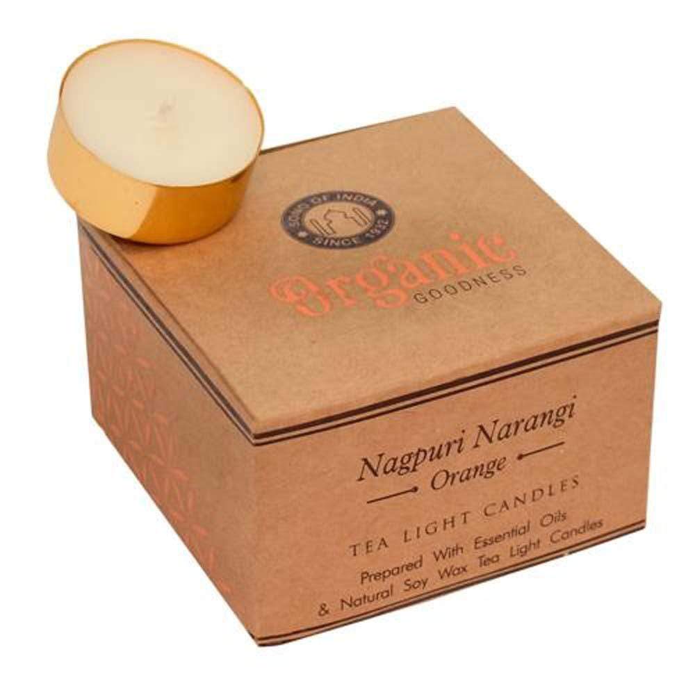 Organic Goodness Pack of 12 Tea Lights - Nagpuri Narangi Orange &Keep